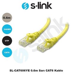 S-LINK SL-CAT606YE Cat6 Utp ( 0.60 Cm ) Sarı Patch Kablo