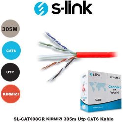 S-LINK SL-CAT608RE Cat6 Utp ( 305 Metre ) 24 Awg Kırmızı Network Kablosu