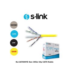 S-LINK SL-CAT608YE Cat6 Utp ( 305 Metre ) 24 Awg Sarı Network Kablosu
