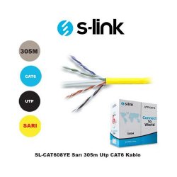 S-LINK SL-CAT608YE Cat6 Utp ( 305 Metre ) 24 Awg Turuncu Network Kablosu