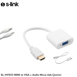 S-LINK SL-HVS13 HDMI to VGA + Audio Micro Usb Usb Çevirici