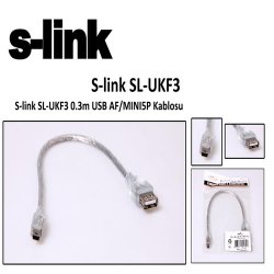 S-LINK SL-UK23 ( 0.30 Cm ) Şeffaf Usb to Mini Usb Dönüştürücü Kablo