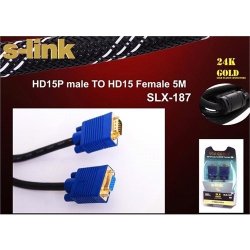 S-LINK SLX-187 E/D ( 5 Metre ) VGA Uzatma Görüntü Kablosu