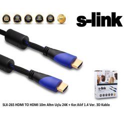 S-LINK SLX-265 Hdmi to Hdmi ( 10 Metre ) 3D Altın Uç Görüntü Kablosu