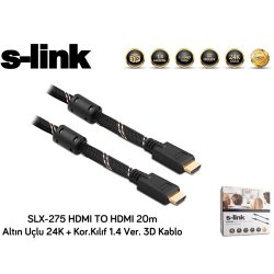 S-LINK SLX-270 HDMI to HDMI ( 15 Metre ) Altın Uç 24K + Kor.Kılıf Görüntü Kablosu