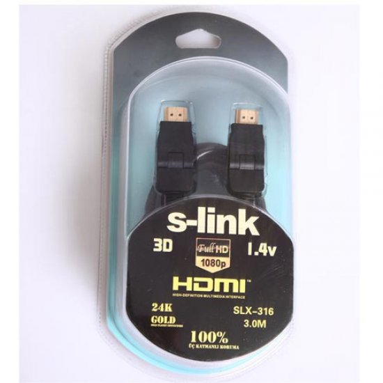 S-LINK Slx-318 Hdmi to Hdmi ( 5 Metre ) 3D Altın Uç Görüntü Kablosu