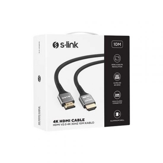S-LINK SLX-HD4K10 19+1 HDMI TO HDMI ( 10 Metre ) METAL V2.0 4K (4096-2160) 30HZ KABLO