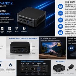 SECLIFE MP-AN210 RYZEN 3 3200U 8GB 256GB SSD W11HOME Mini PC