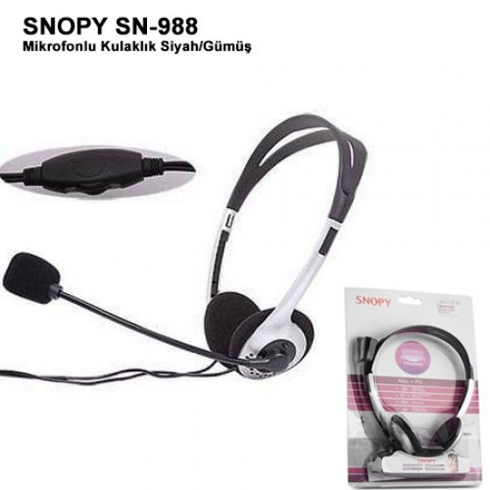SNOPY SN-988 Mikrofonlu Kulaklık Siyah/Gümüş SNOPY SN-988 Mikrofonlu Kulaklık Siyah/Gümüş