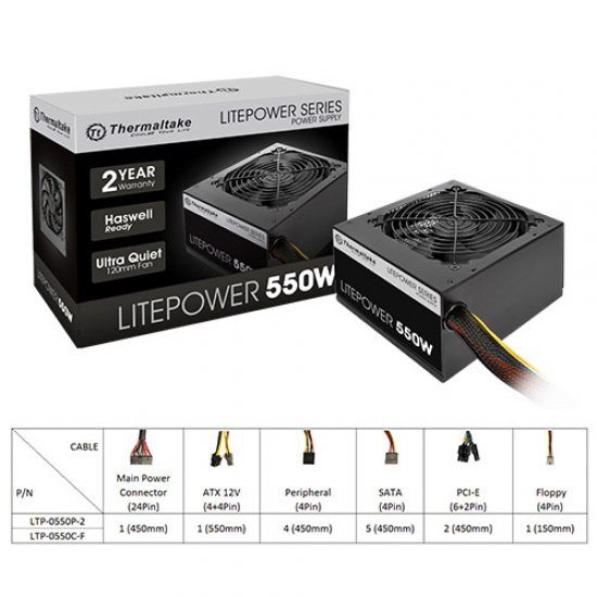 THERMALTAKE LitePower Black Edition 550W 12 Cm Fan LTP-0550NPCNEU-2 (Aktif Pfc) THERMALTAKE LitePower Black Edition 550W 12 Cm Fan LTP-0550NPCNEU-2 (Aktif Pfc)