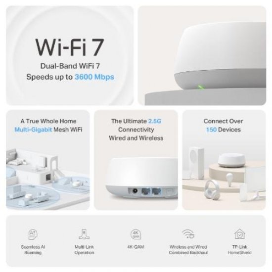 TP-LINK DECO BE25 1LI WI-FI 7 BE3600 TUM EVI KAPSAYAN / MESH WIFI SISTEMI