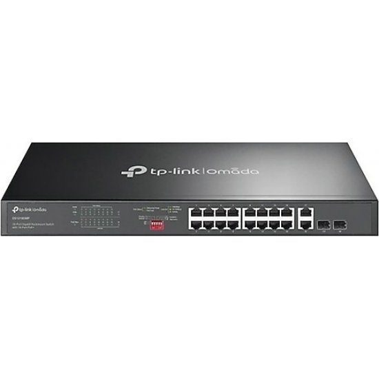 TP-LINK OMADA 16 Port DS1018GMP 10/100/1000 2x SFP PoE Switch (250W) (Siyah Çelik Kasalı)