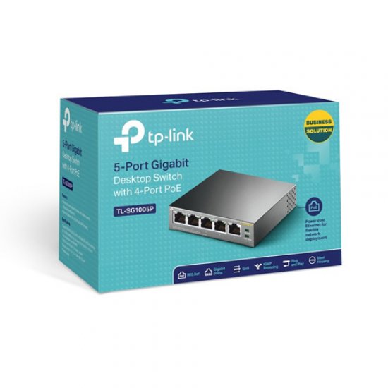 TP-LINK TL-SG1005P 5 Port 10/100/1000 4x PoE Gigabit Switch (56W)