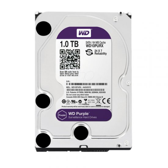 WD 3.5 PURPLE 1TB 64MB SATA3 WD10PURX PC HDD (Güvenlik 7/24)